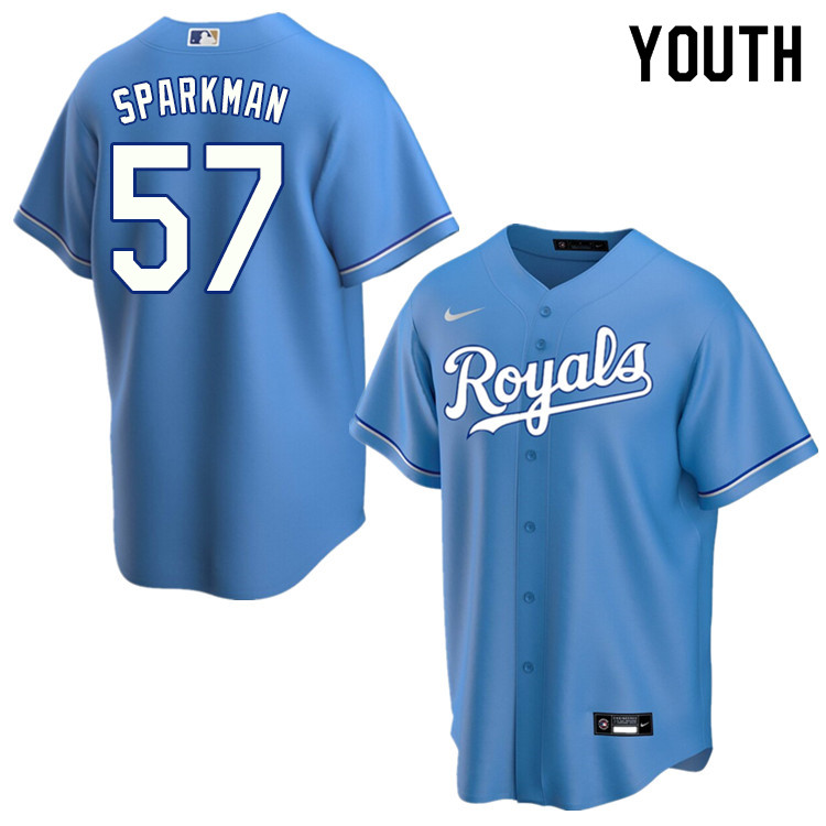 Nike Youth #57 Glenn Sparkman Kansas City Royals Baseball Jerseys Sale-Light Blue